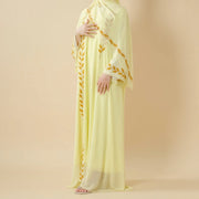 Elegant Crew Neck Long Sleeve Chiffon Abaya Dress with Matching Headscarf (AA230)